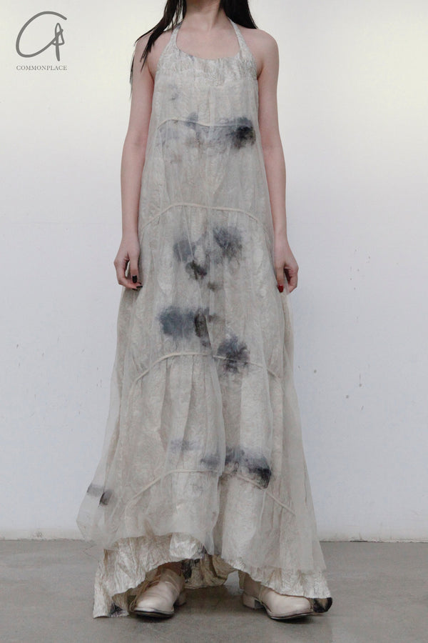 Mutedance 23 Spring/Summer Double-layer halter neck floral dress MD-MD23SS62-LUO Nude 62 PM59